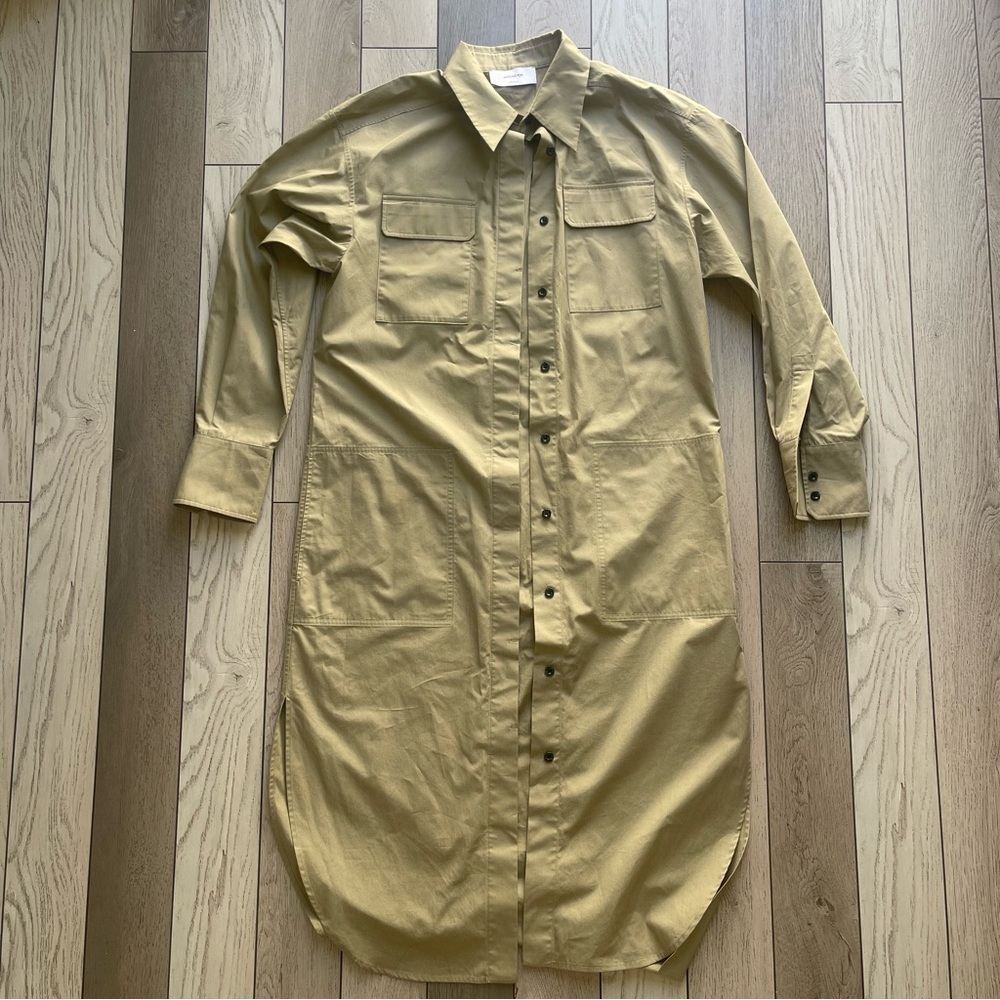 Soldout.nyc Long Sleeve Khaki Shirt Dress
